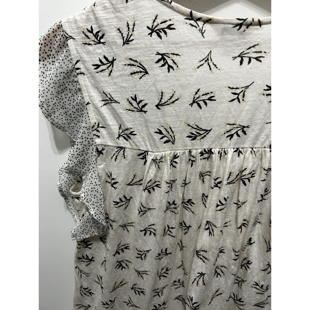 Lucky Brand Short Sleeve Ivory Floral Shirt Business casual career breathable LG - Picture 4 of 13